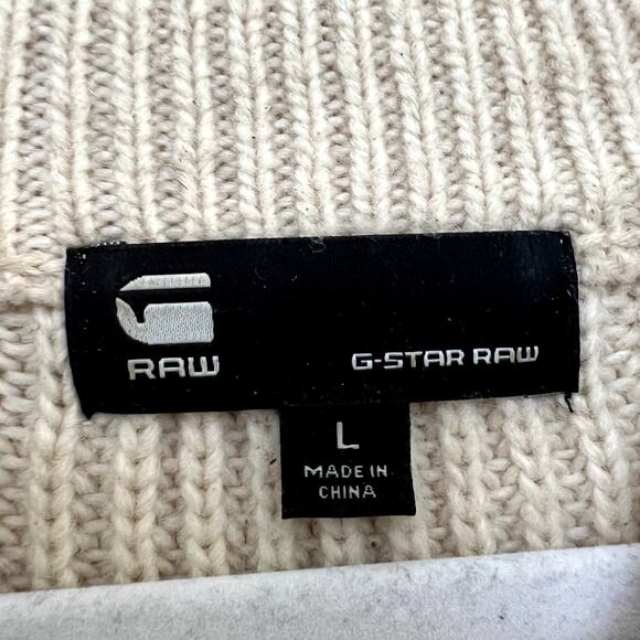 G STAR RAW Women's size L Weet Weave Knitted Ivory Chunky Sweater Wool Blend - Picture 6 of 10